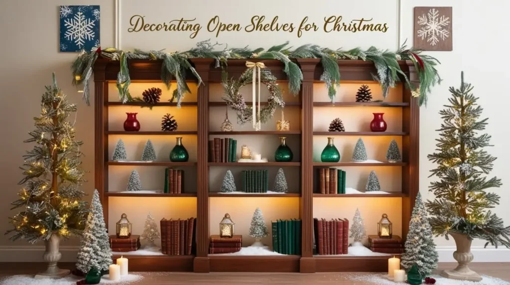 Decorating Open Shelves for Christmas