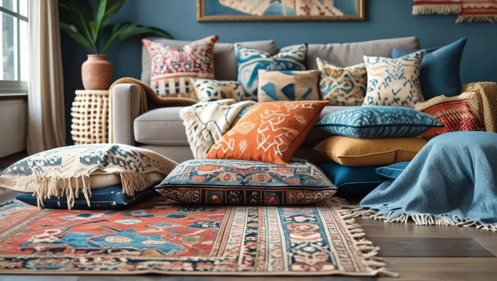 Start with Key Pieces: Rugs, Pillows, and Throws