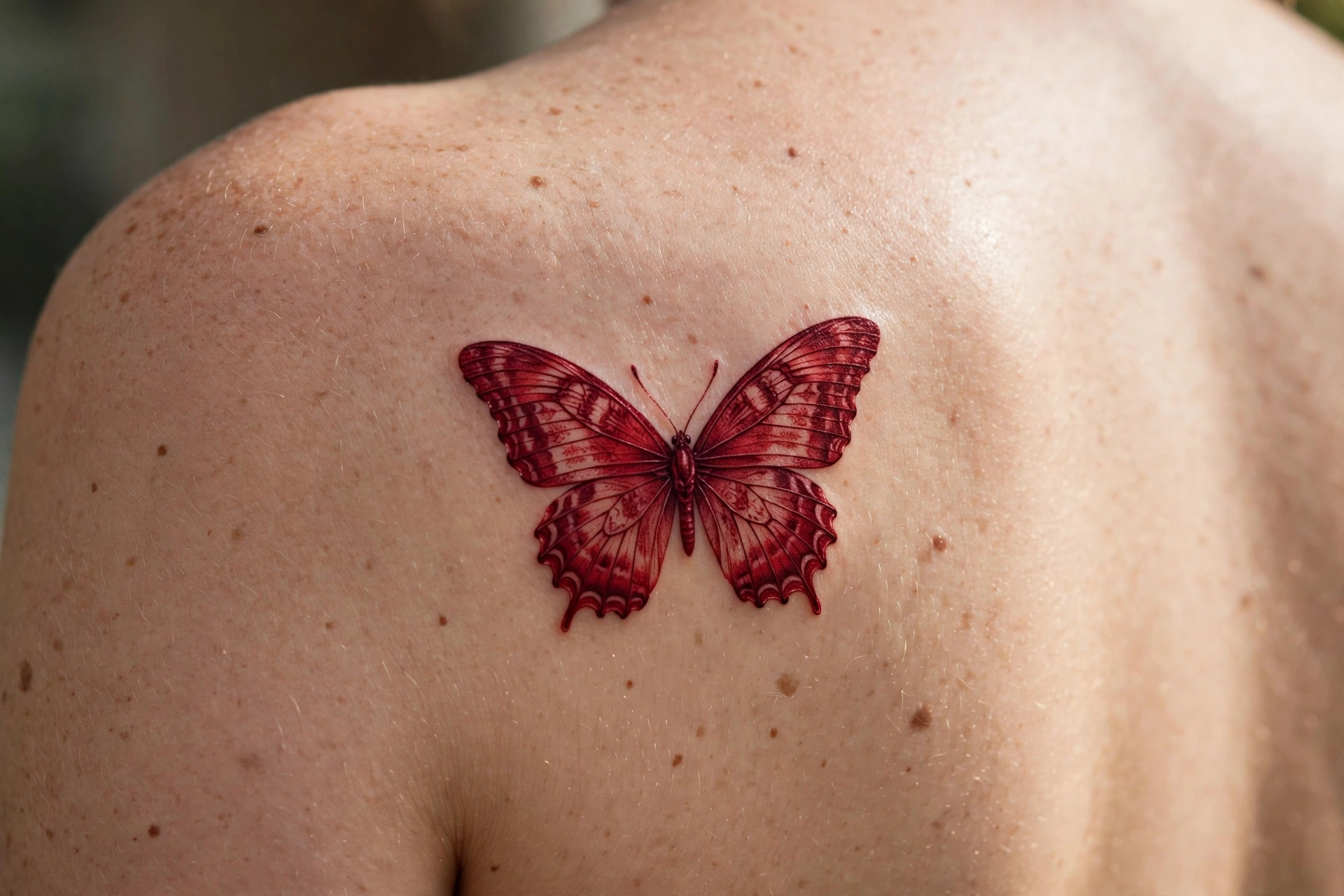 Red butterfly tattoo - butterfly tattoo meaning idea