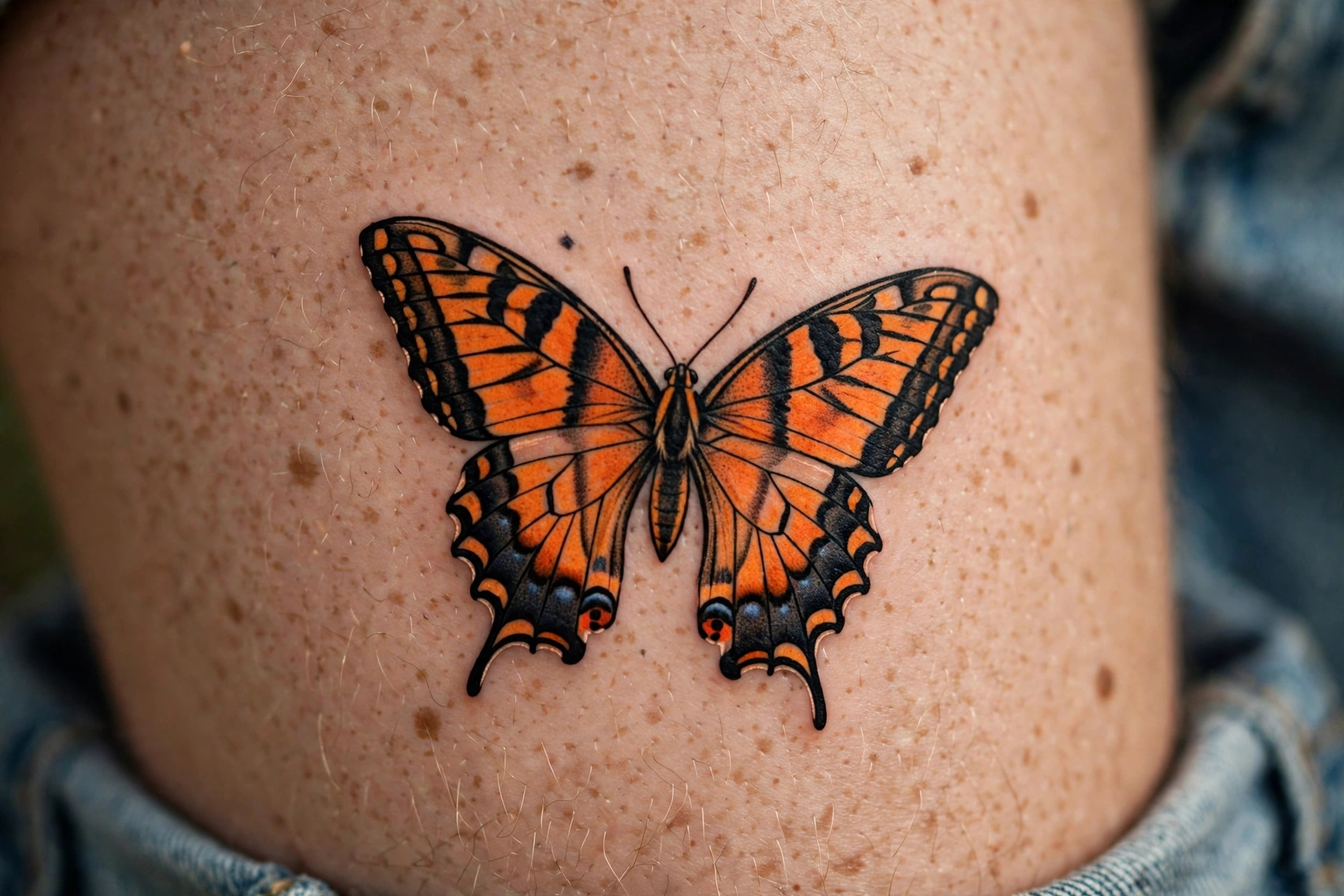 Orange swallowtail butterfly tattoo - butterfly tattoo meaning idea