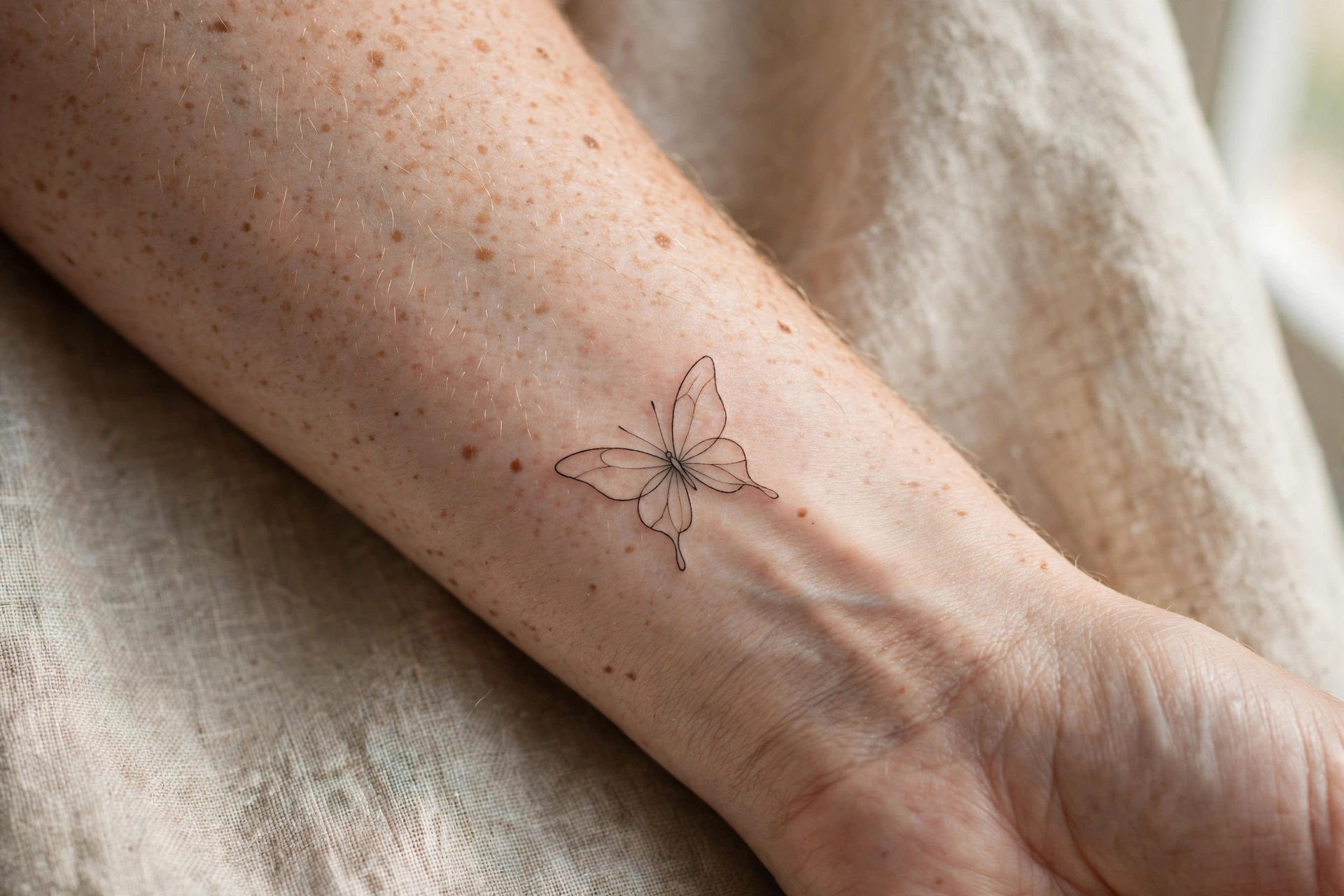 Fine-line butterfly tattoo - butterfly tattoo meaning idea