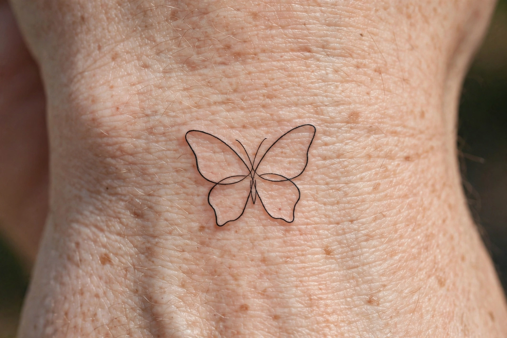 Minimalist outline butterfly tattoo - butterfly tattoo meaning idea
