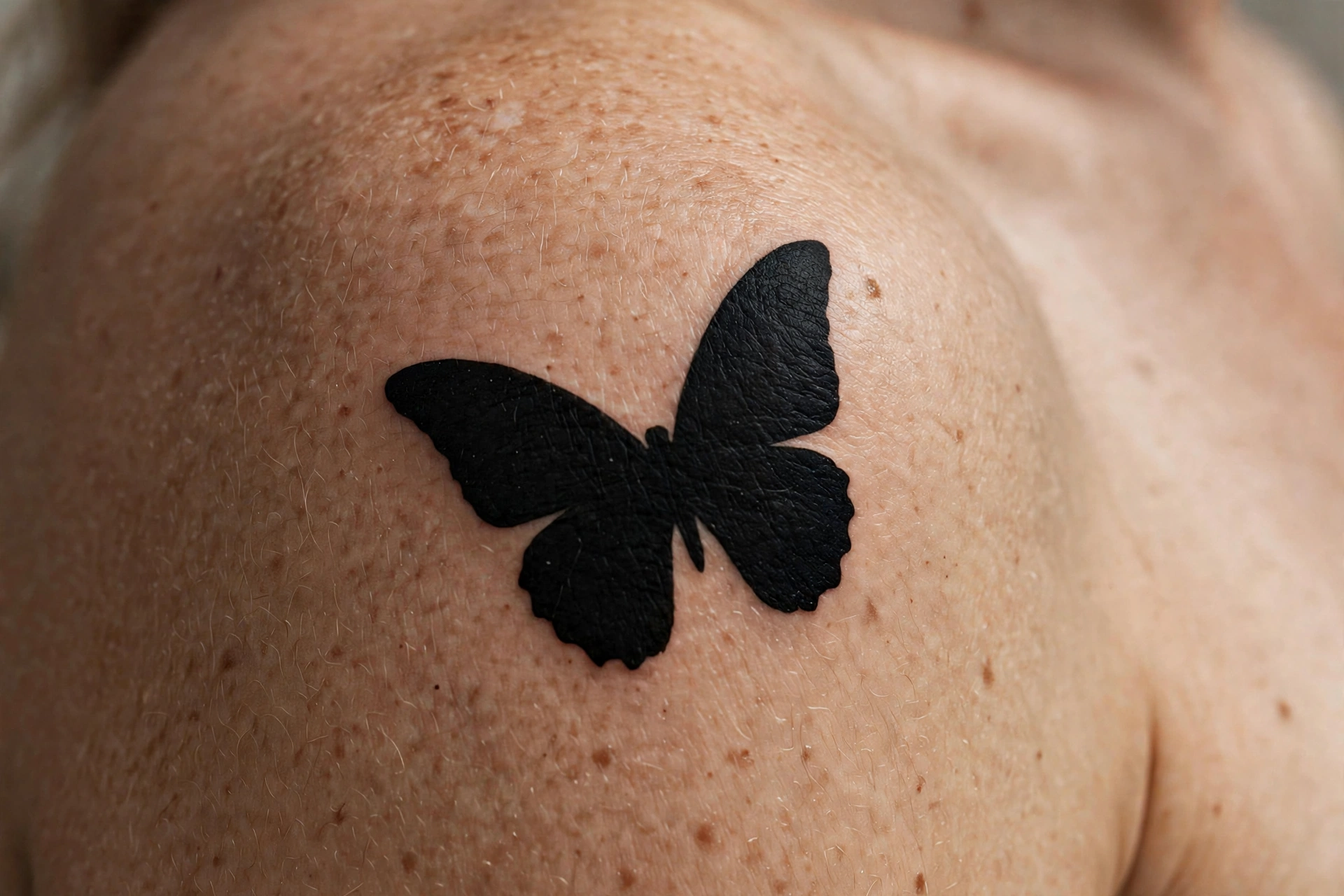 Blackwork silhouette butterfly tattoo - butterfly tattoo meaning idea