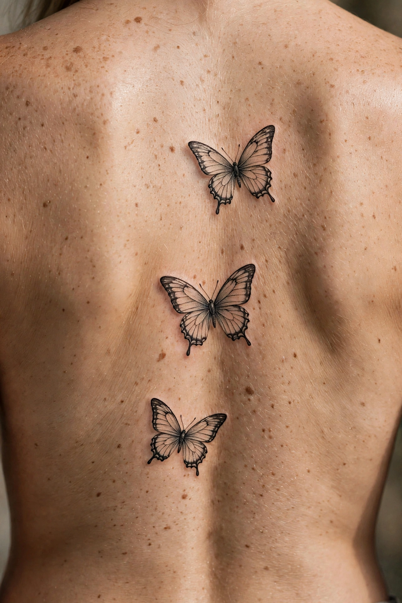 Three butterflies tattoo - butterfly tattoo meaning idea