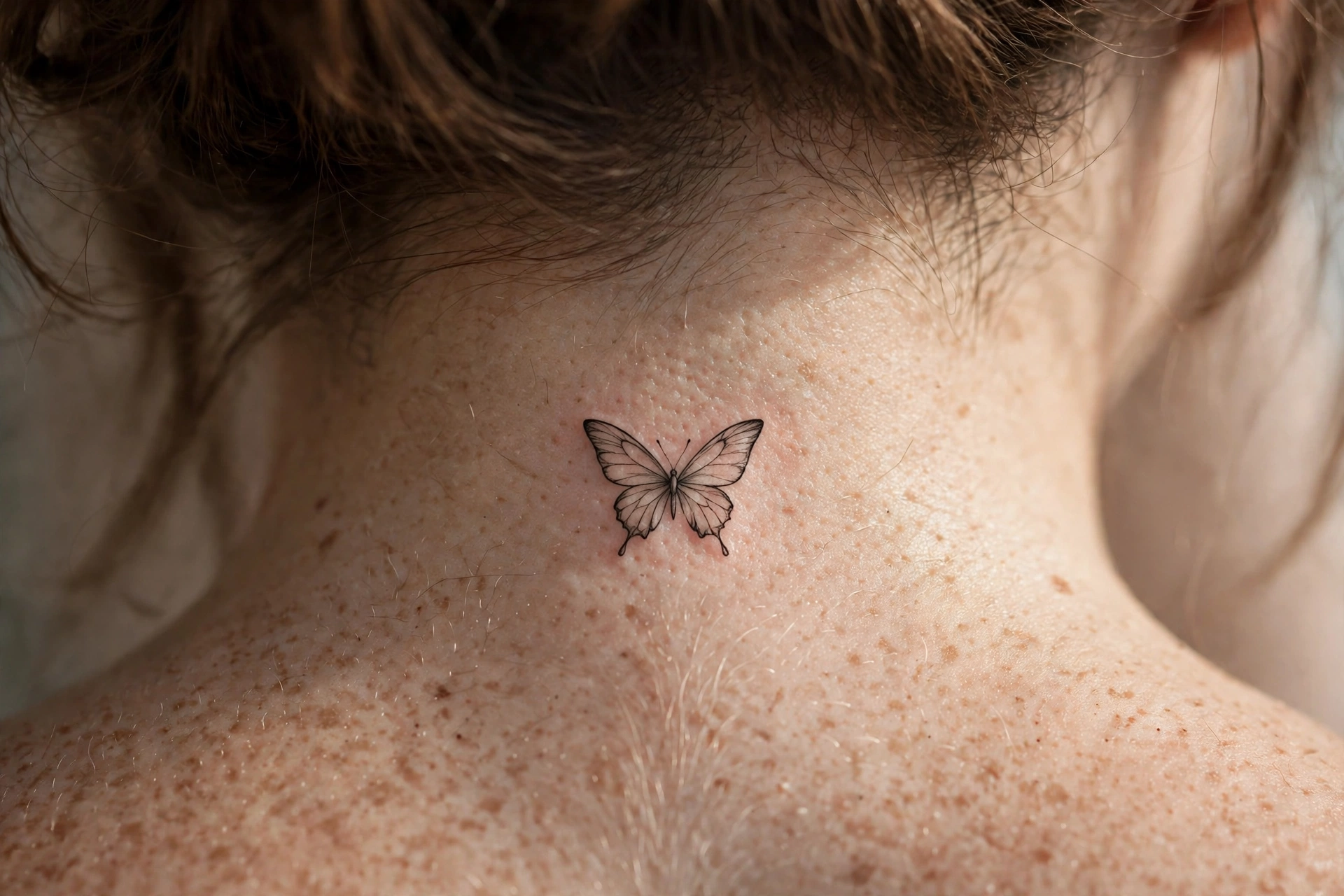 Butterfly tattoo on nape of neck - butterfly tattoo meaning idea