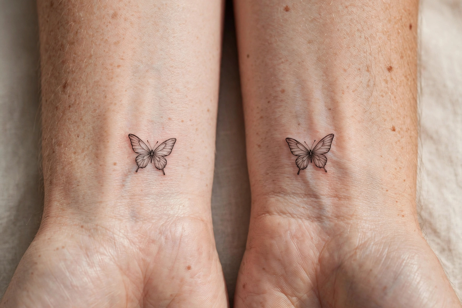 Matching butterfly pair tattoo - butterfly tattoo meaning idea