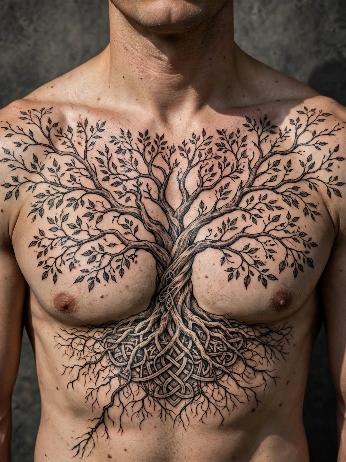 Tree of life chest tattoo - chest tattoo idea for men
