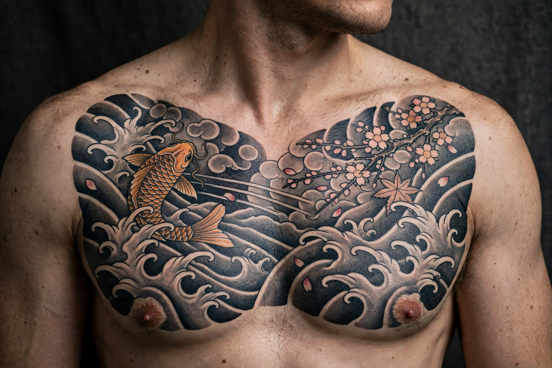Japanese irezumi chest panel tattoo - chest tattoo idea for men