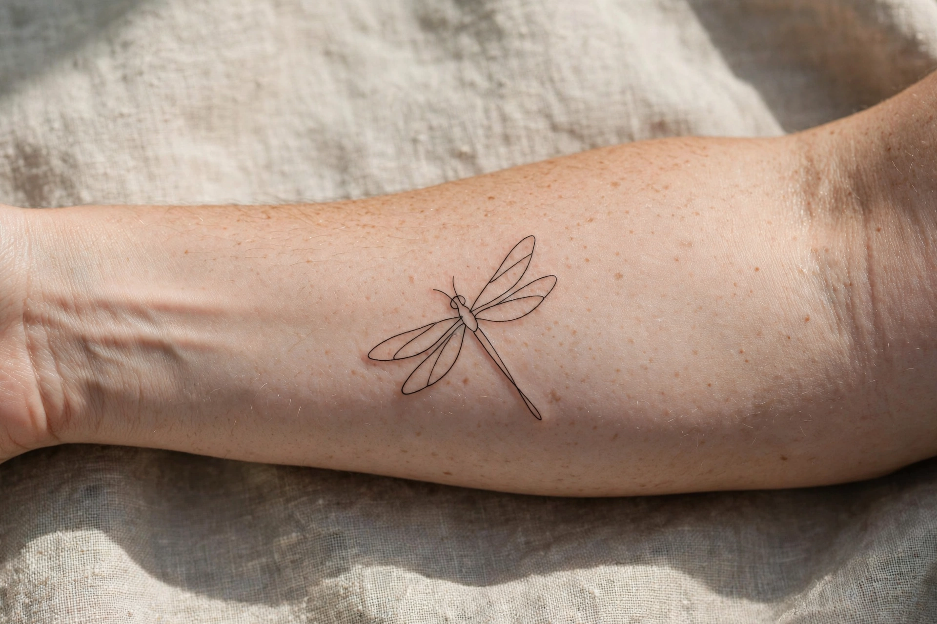 Minimalist single-line dragonfly tattoo - dragonfly tattoo idea