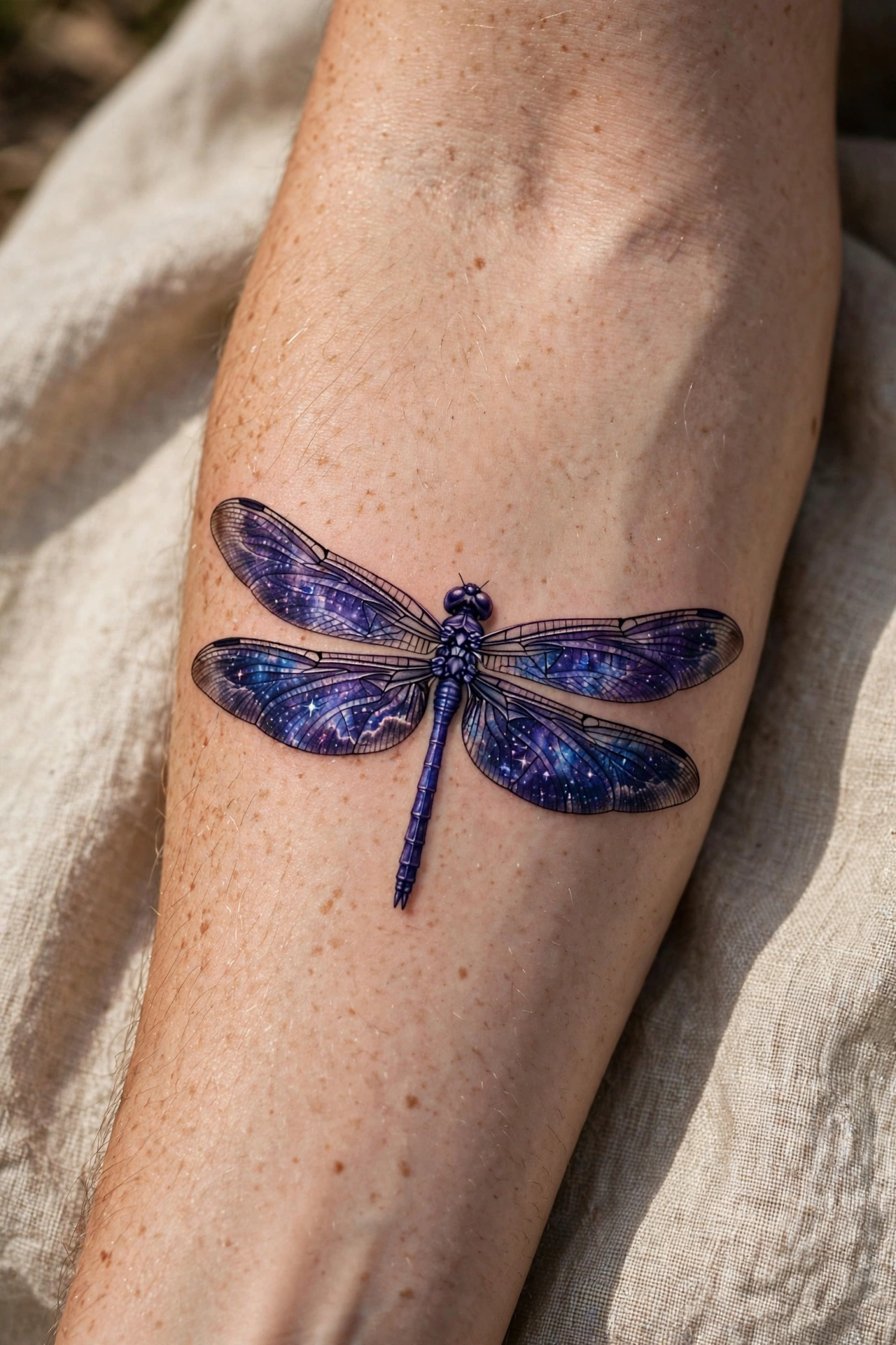 Galaxy-winged dragonfly tattoo - dragonfly tattoo idea