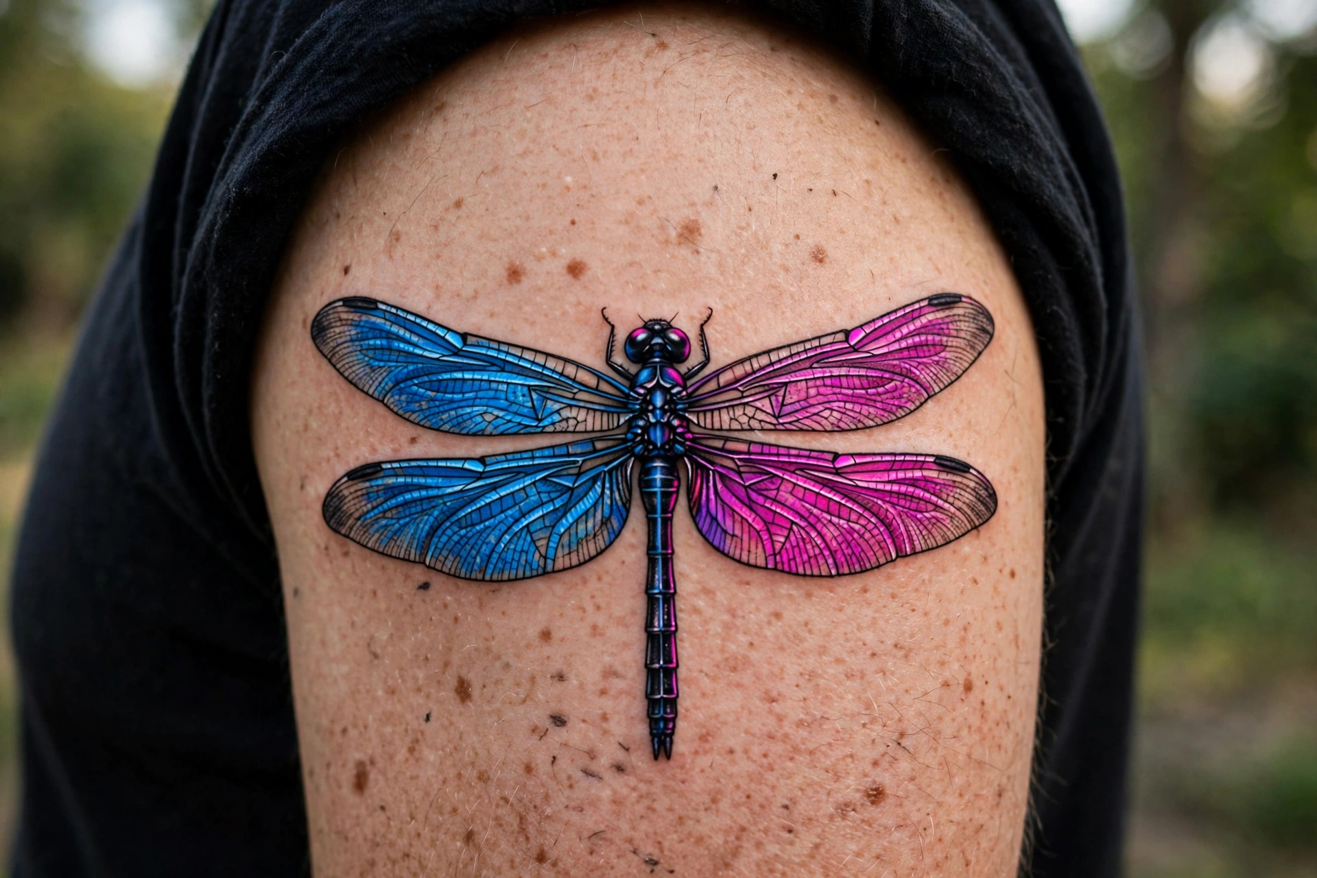 Neon dragonfly tattoo - dragonfly tattoo idea