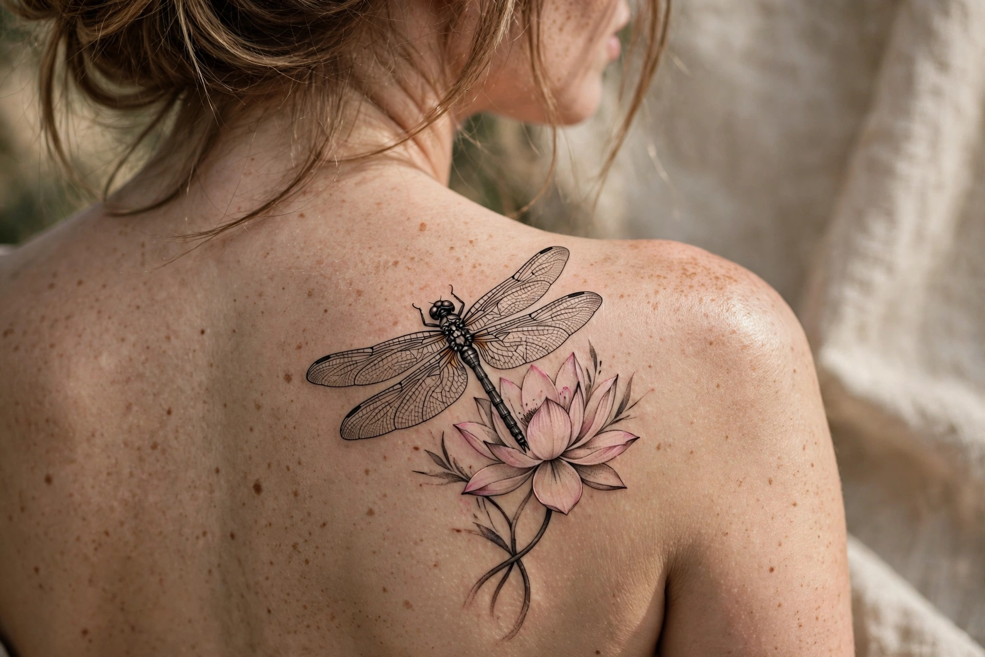 Dragonfly with lotus flower tattoo - dragonfly tattoo idea