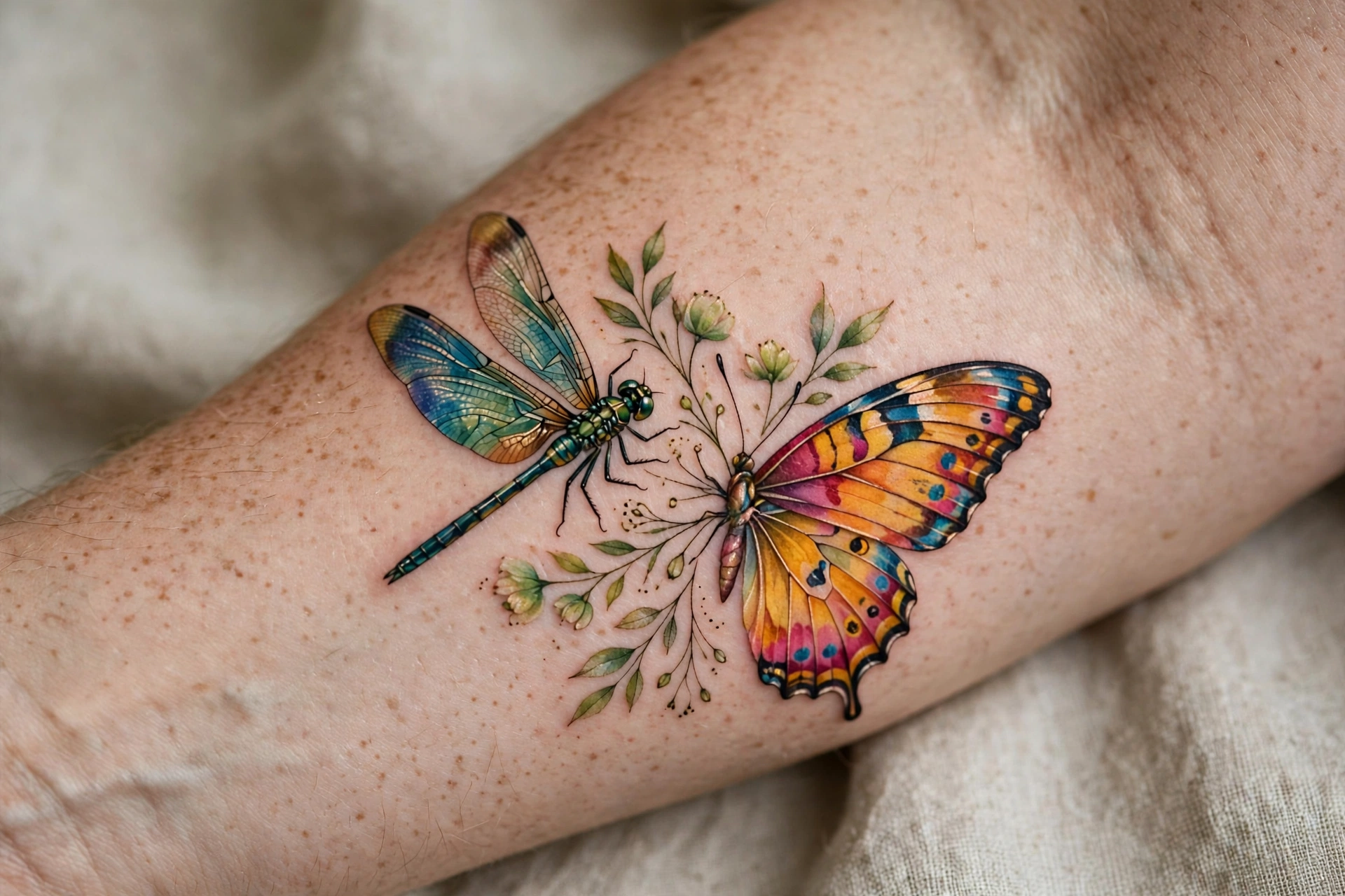 Dragonfly and butterfly tattoo - dragonfly tattoo idea
