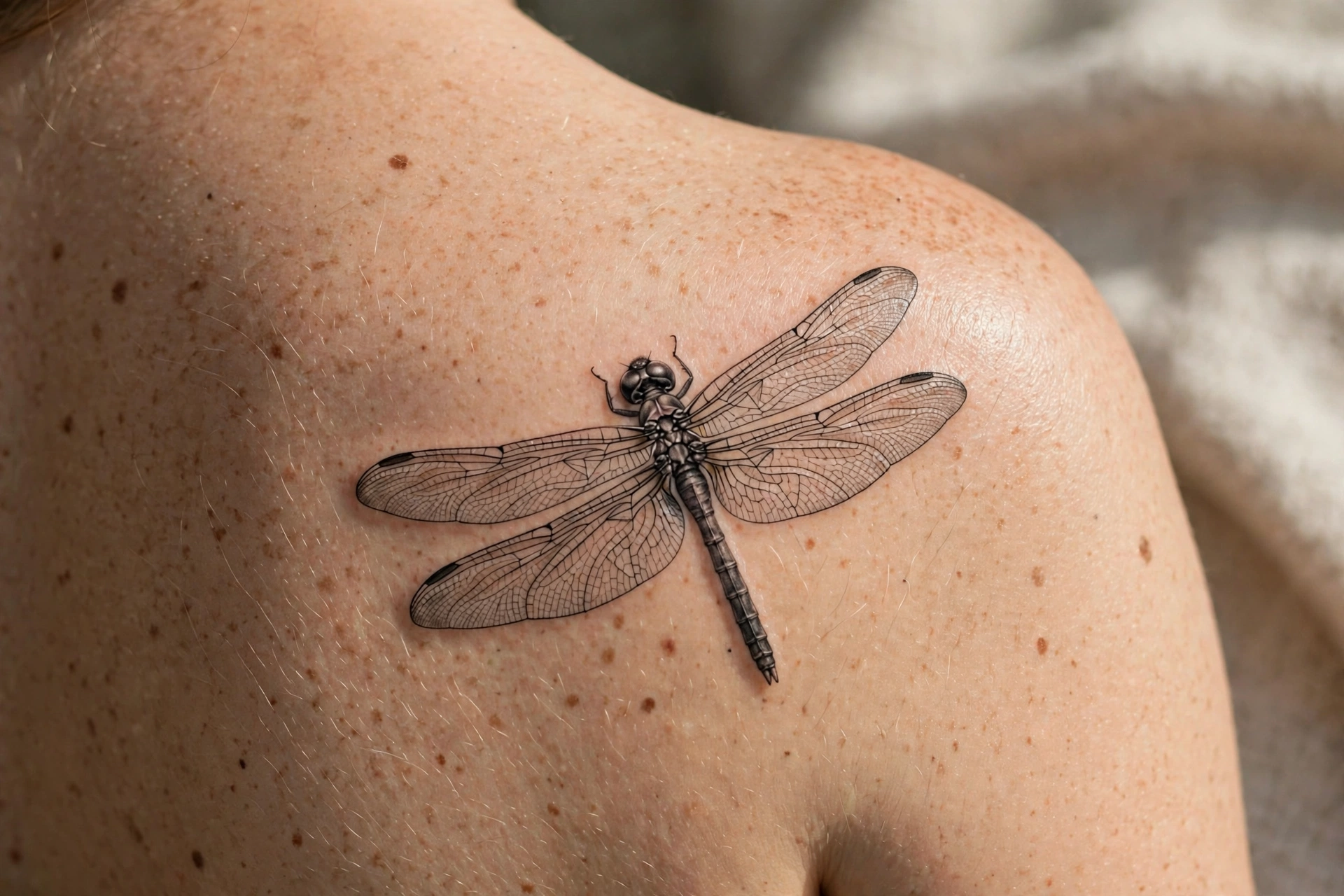 Hyper-realistic dragonfly tattoo - dragonfly tattoo idea