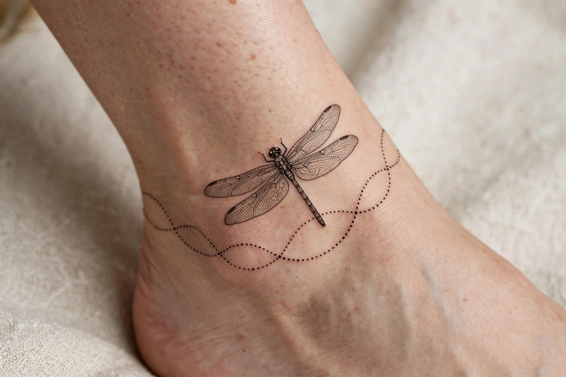 Ankle-wrap dragonfly tattoo - dragonfly tattoo idea