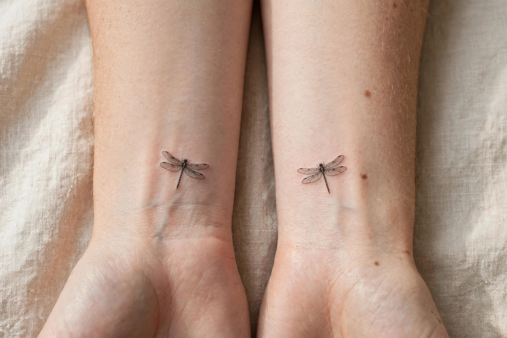 Matching pair of dragonflies tattoo - dragonfly tattoo idea