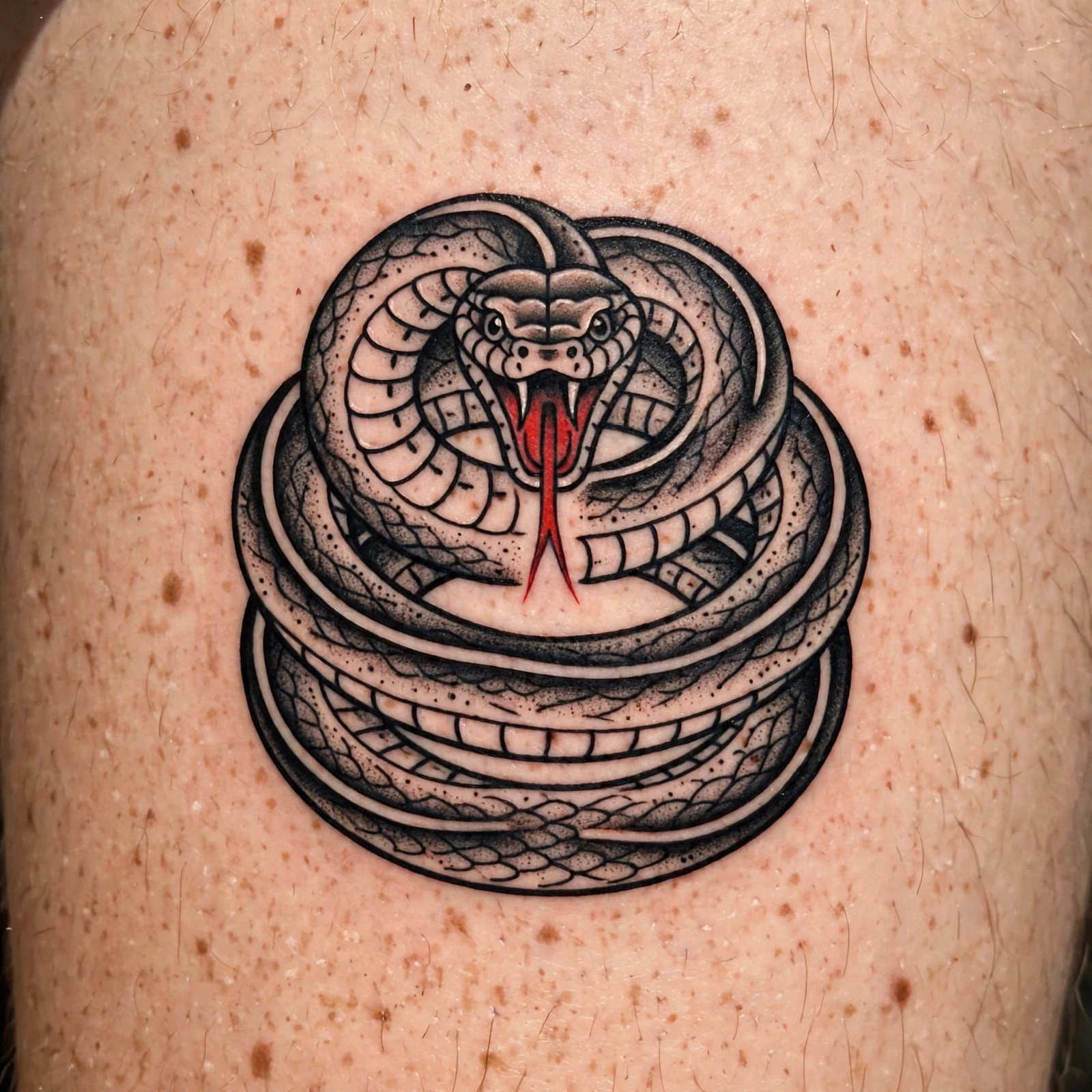 Coiled traditional snake flash tattoo - flash tattoo idea