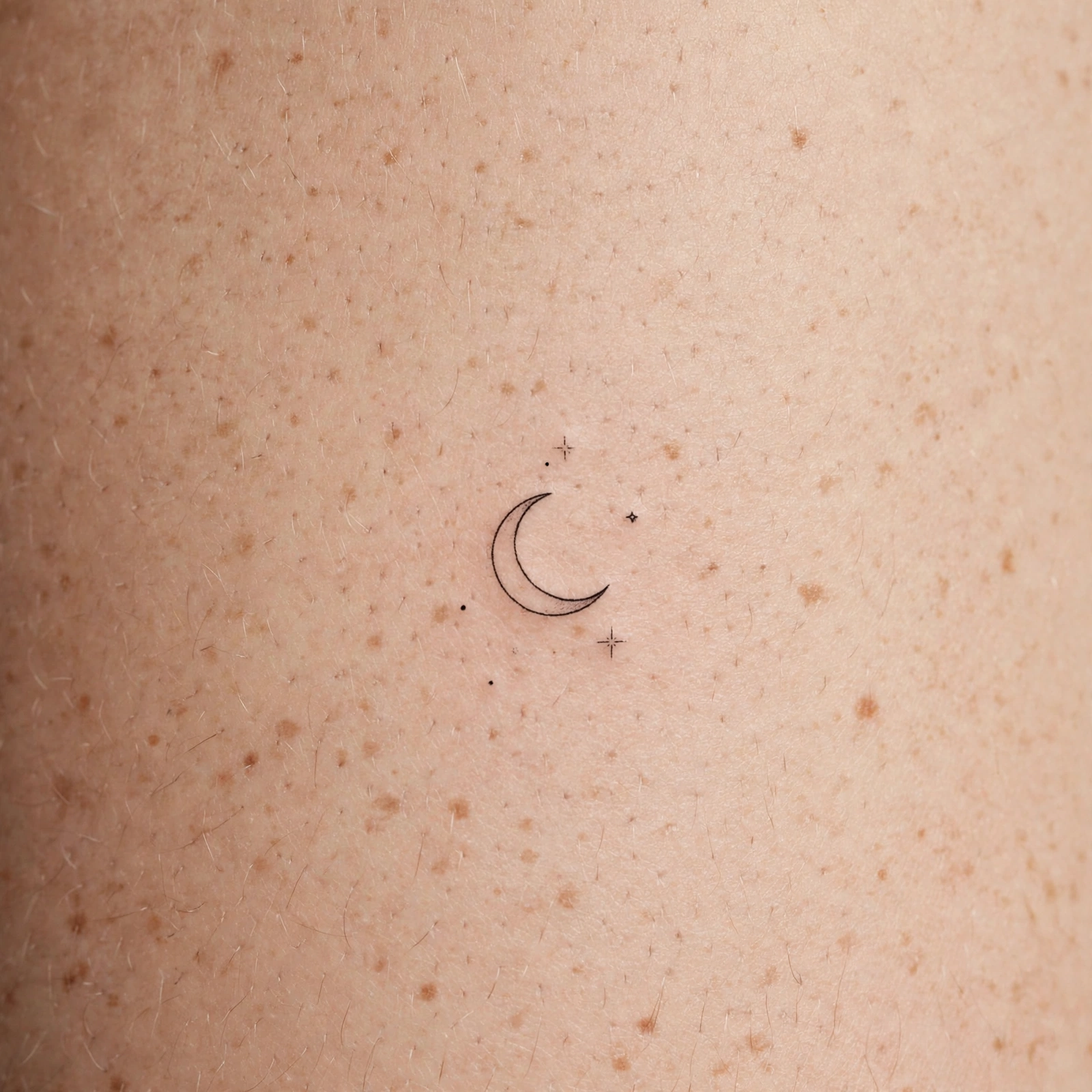 Crescent moon with stars flash tattoo - flash tattoo idea