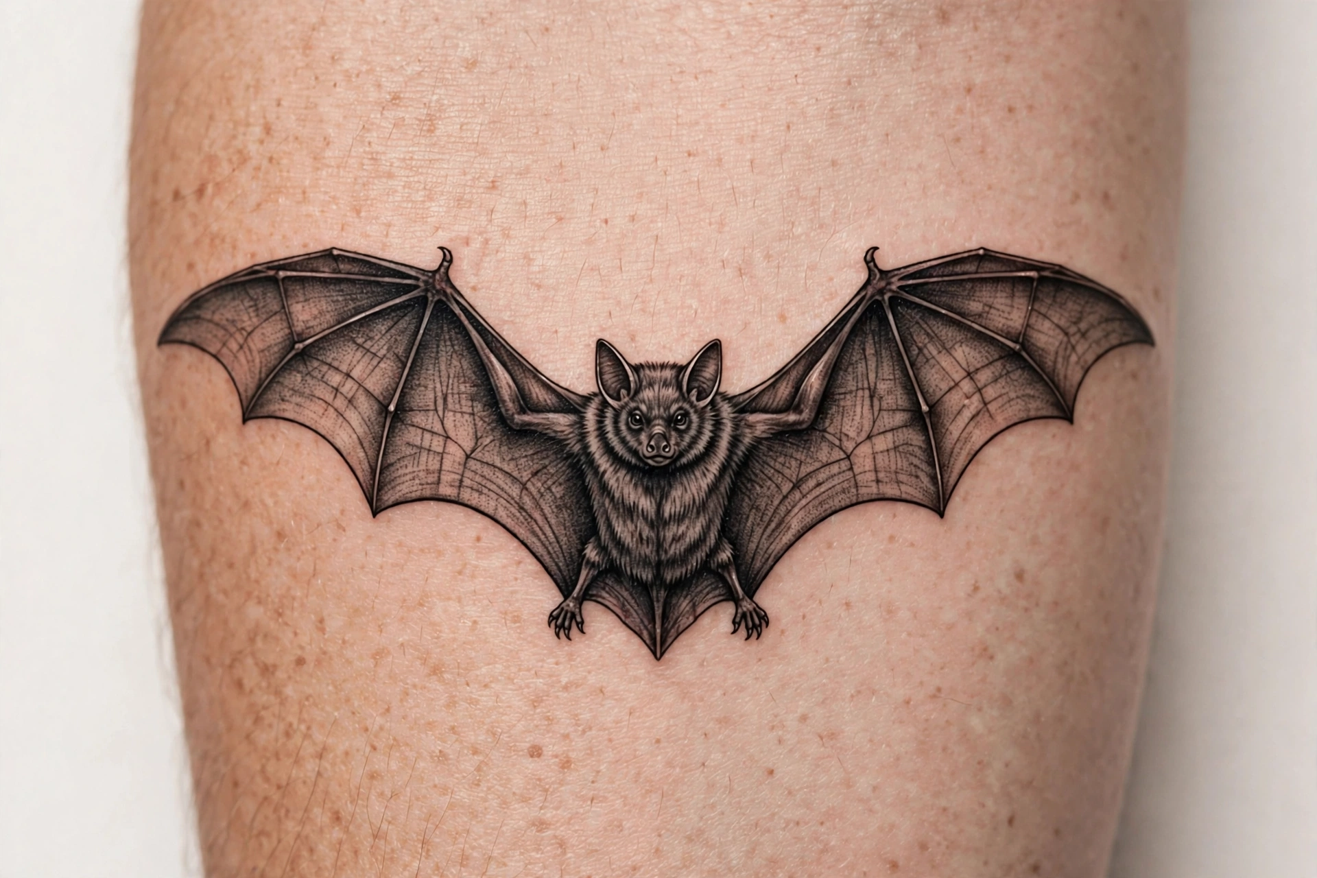 Bat in flight flash tattoo - flash tattoo idea