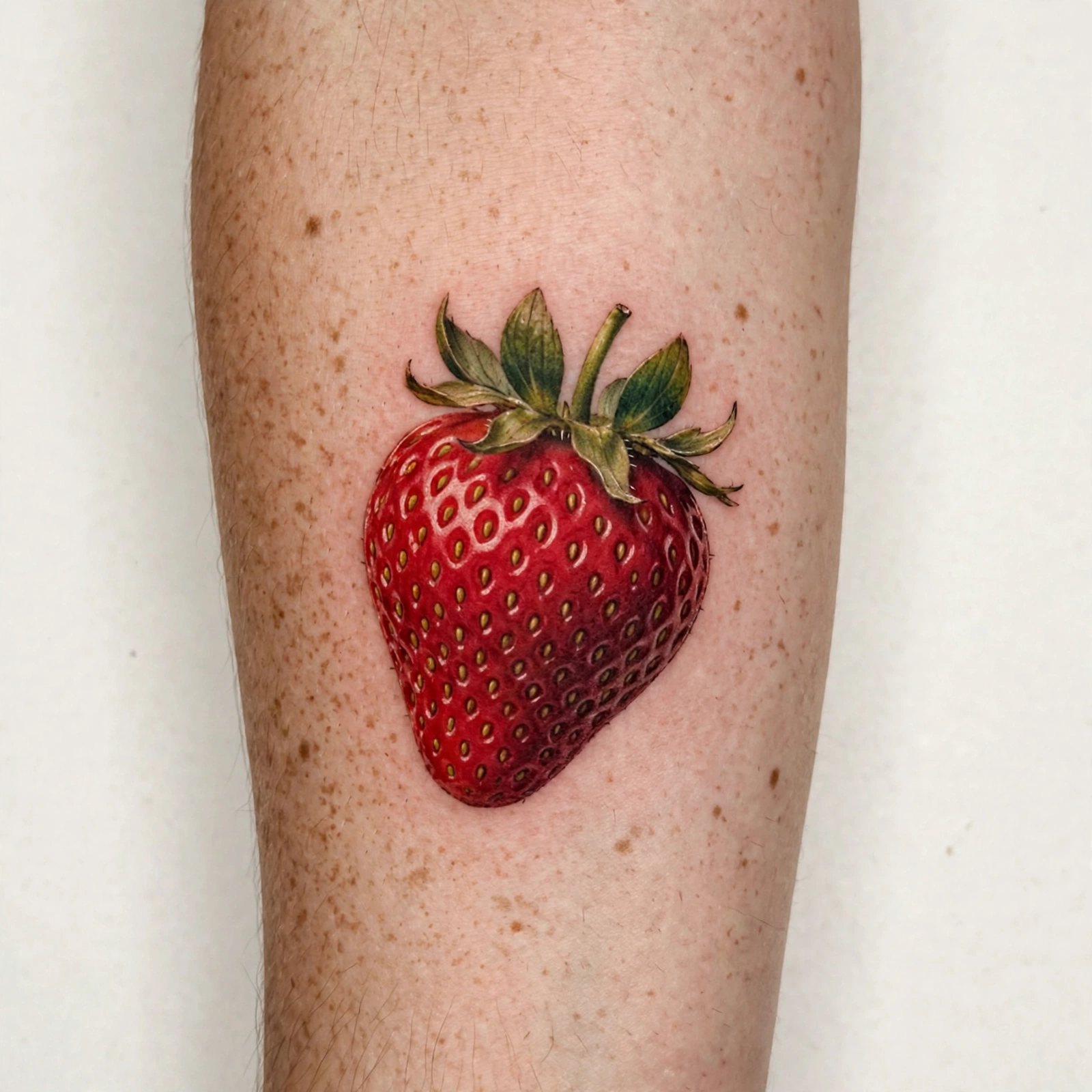 Ripe red strawberry flash tattoo - flash tattoo idea