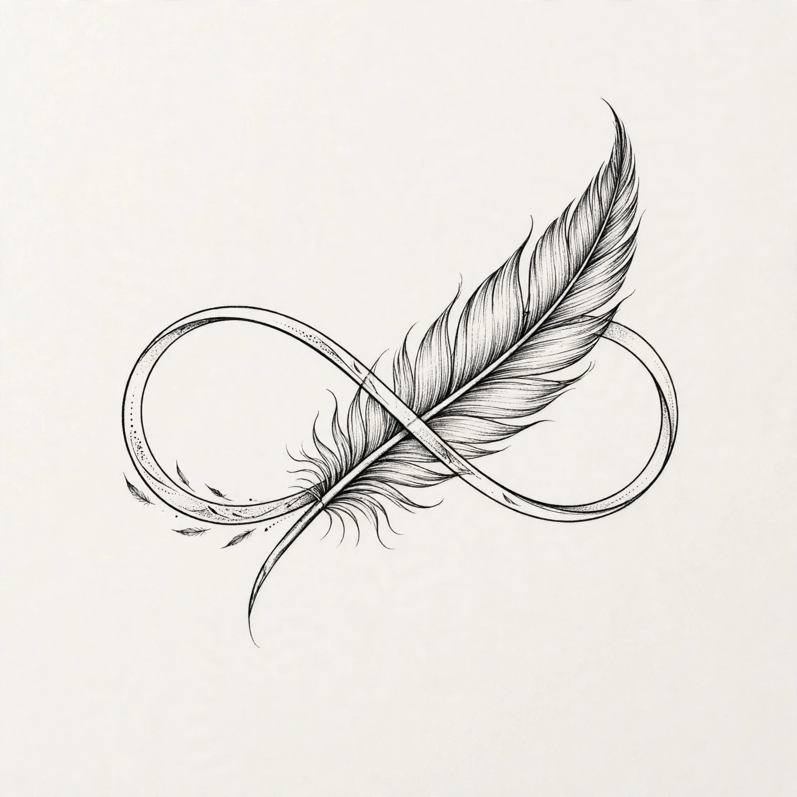 Infinity symbol with feather tattoo - small meaningful tattoo idea