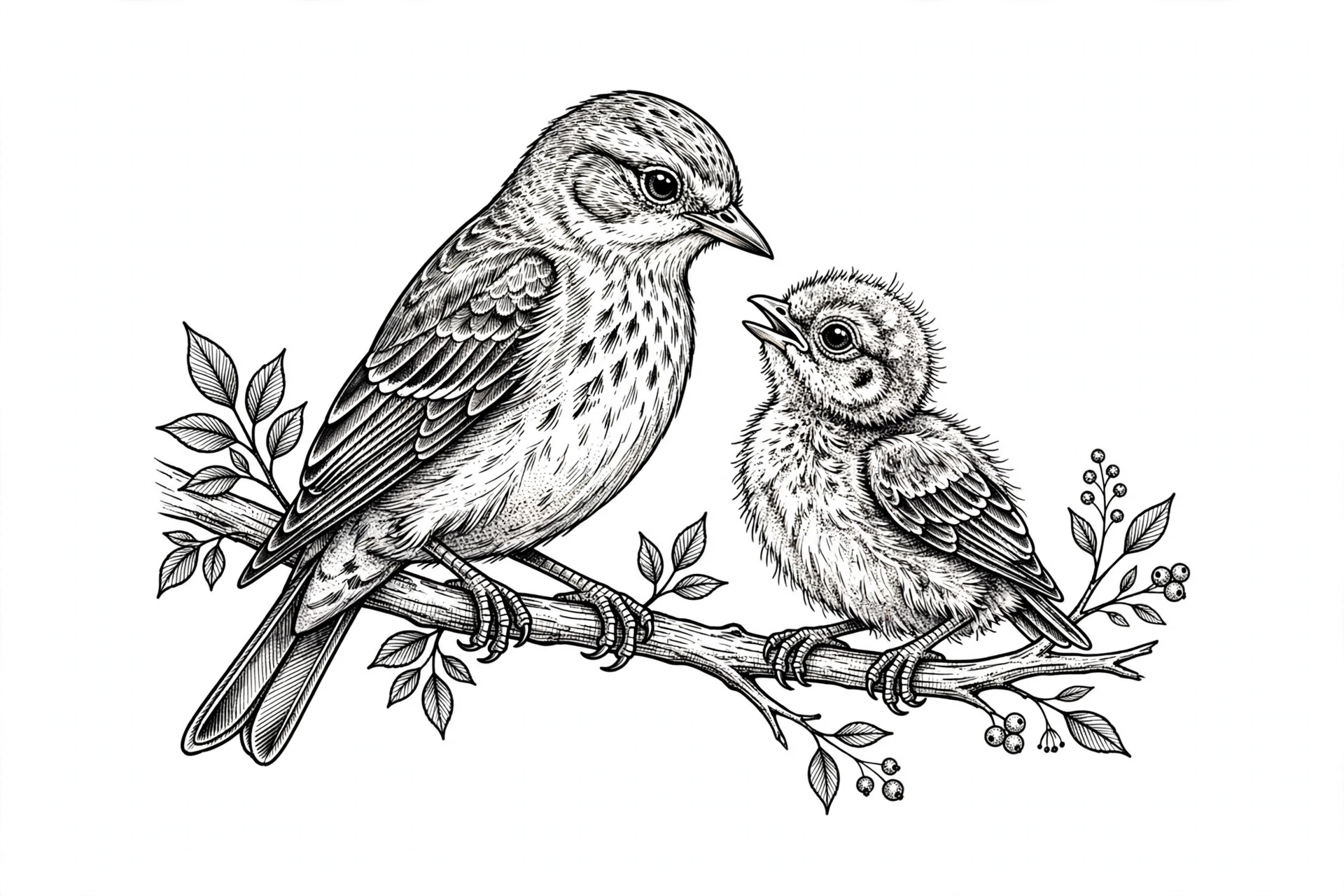 Two birds on a branch tattoo - small meaningful tattoo idea