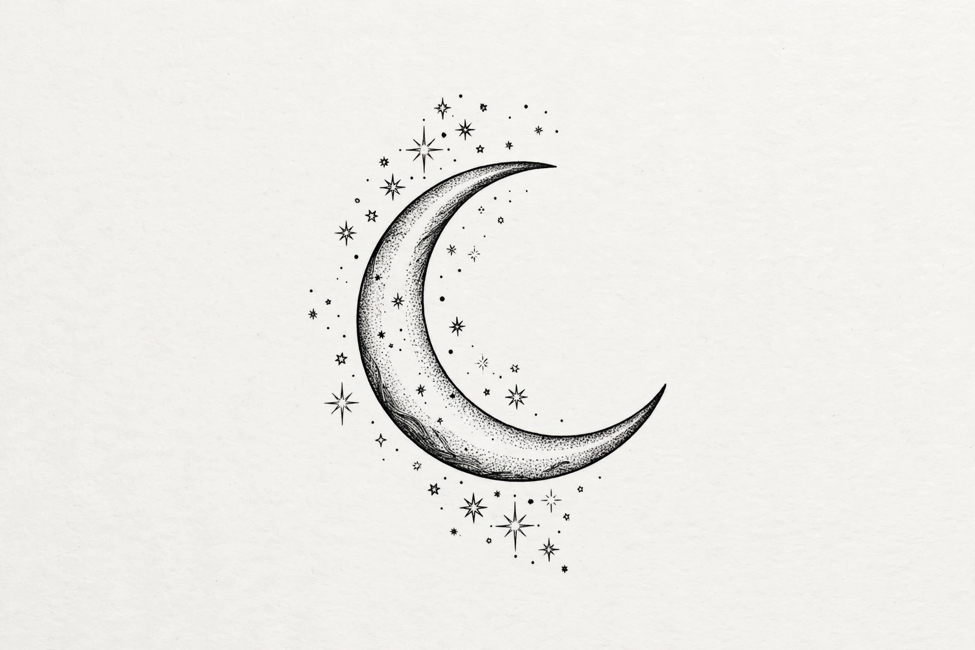 Crescent moon with stars tattoo - small meaningful tattoo idea