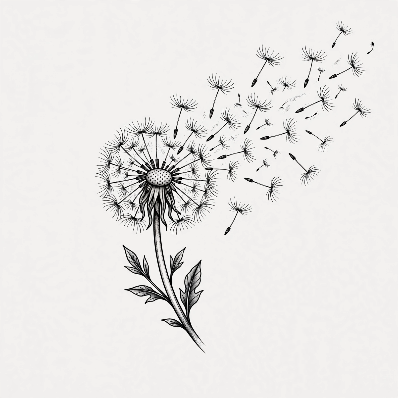 Dandelion blowing seeds tattoo - small meaningful tattoo idea