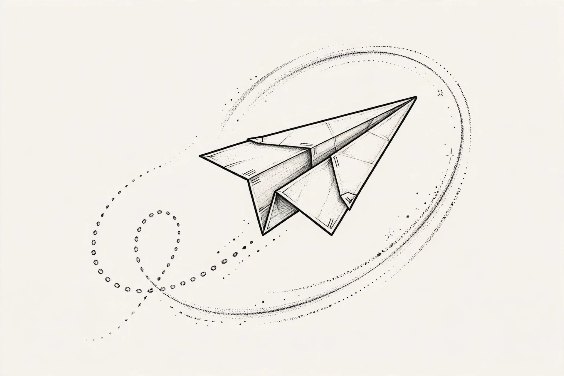 Paper plane with dotted trail tattoo - small meaningful tattoo idea