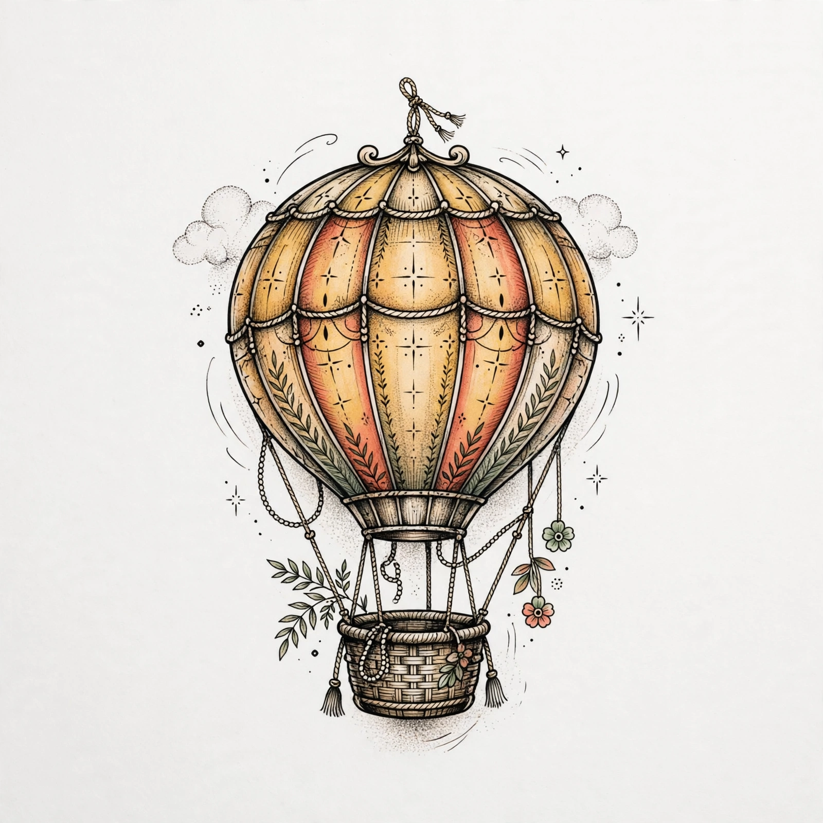 Tiny hot-air balloon tattoo - small meaningful tattoo idea
