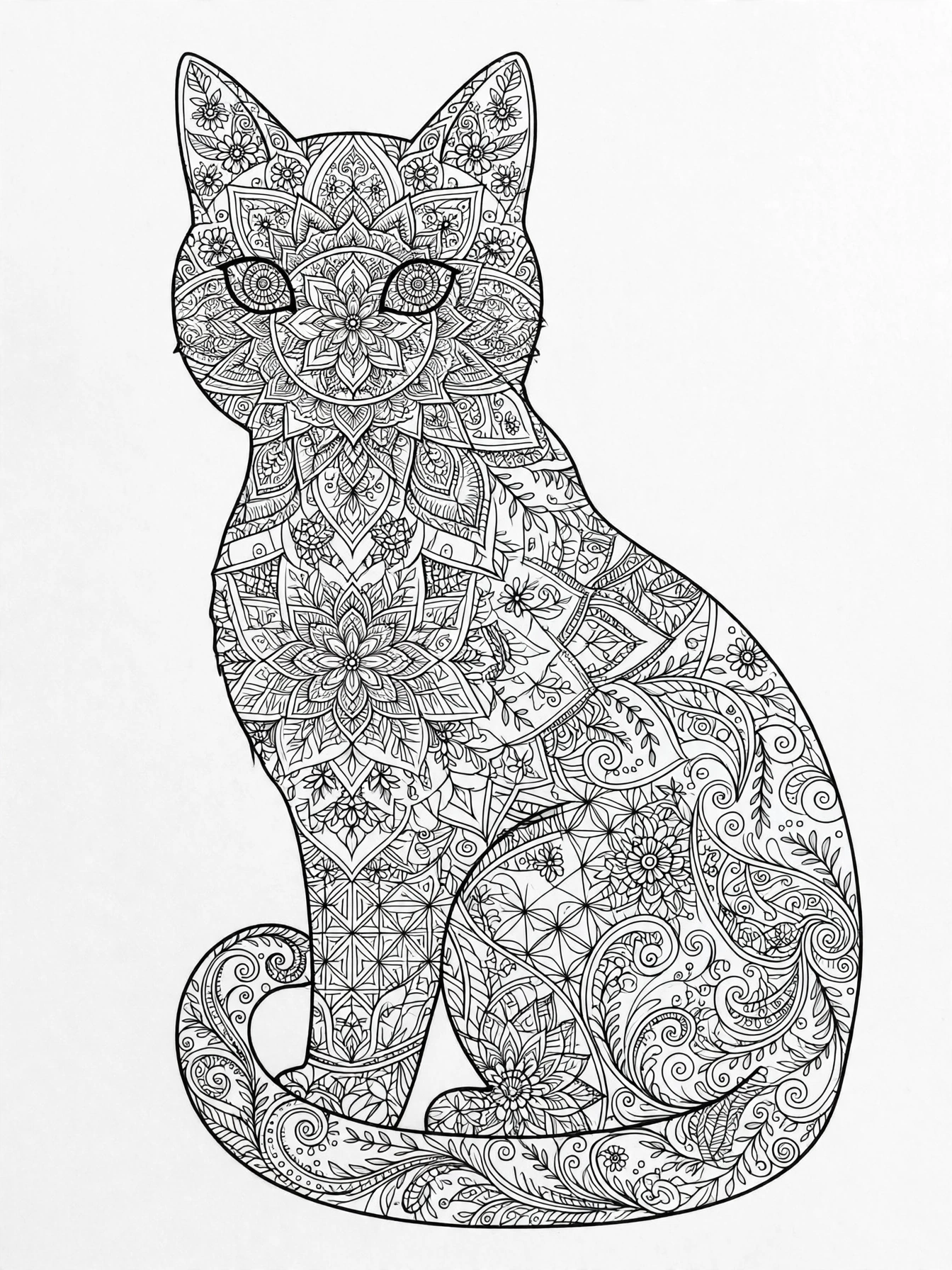 Three-panel comparison of cute cat coloring pages with colorful crayons