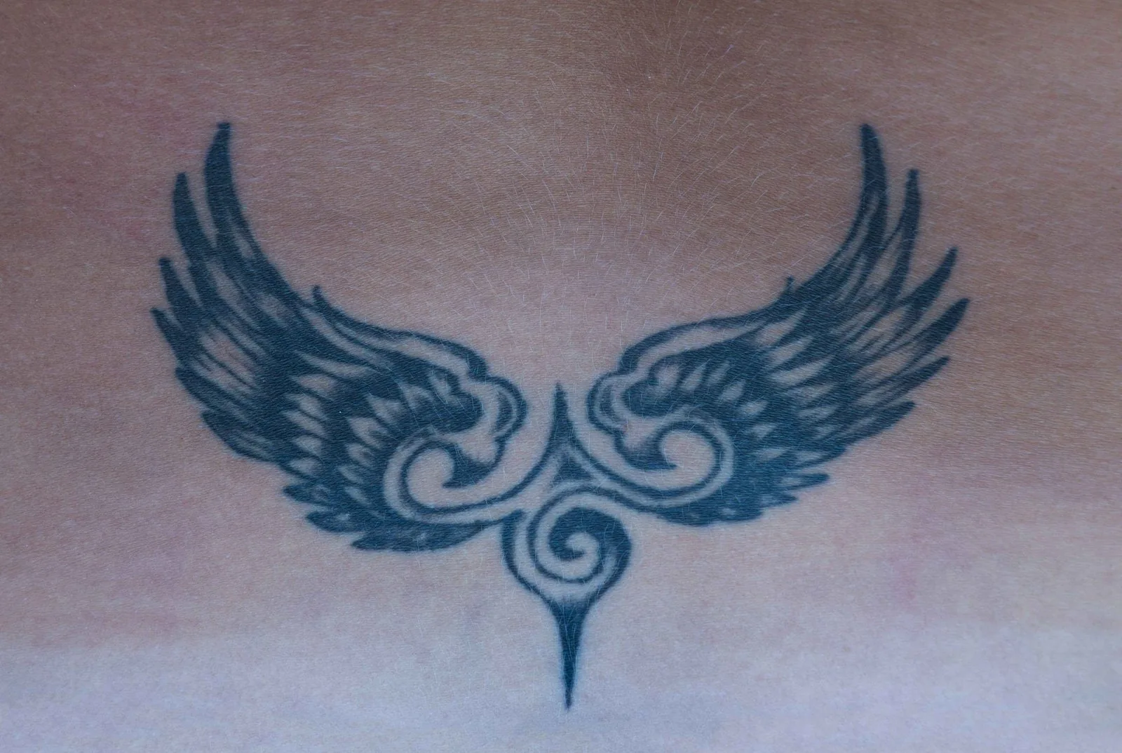Bird leg tattoo with detailed feathers