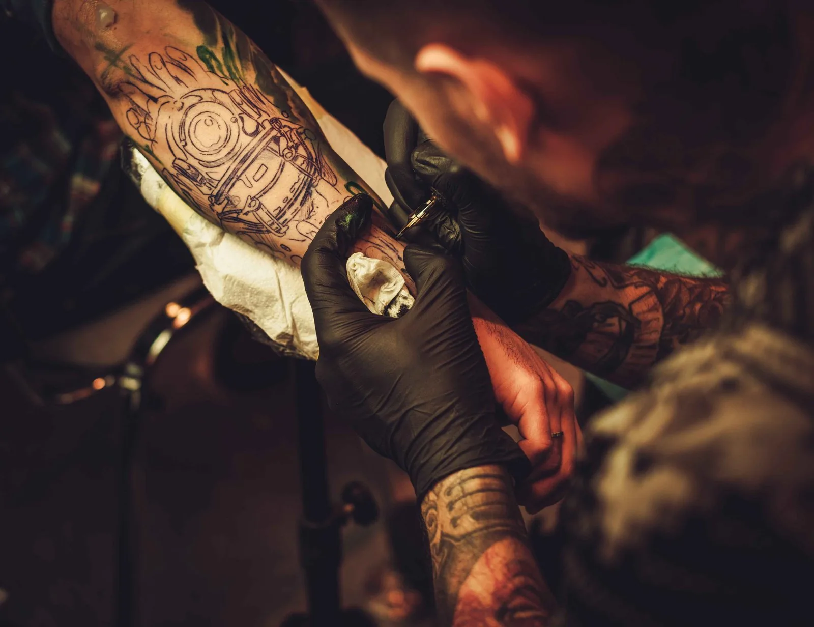 Dark ornamental memento mori tattoo