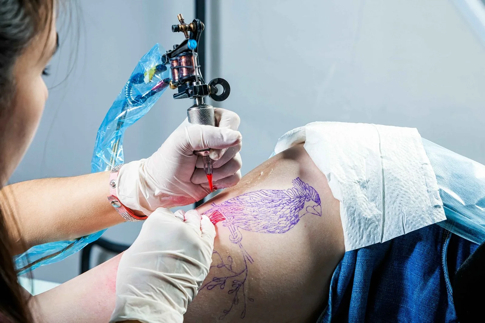 Dove memento mori tattoo in flight