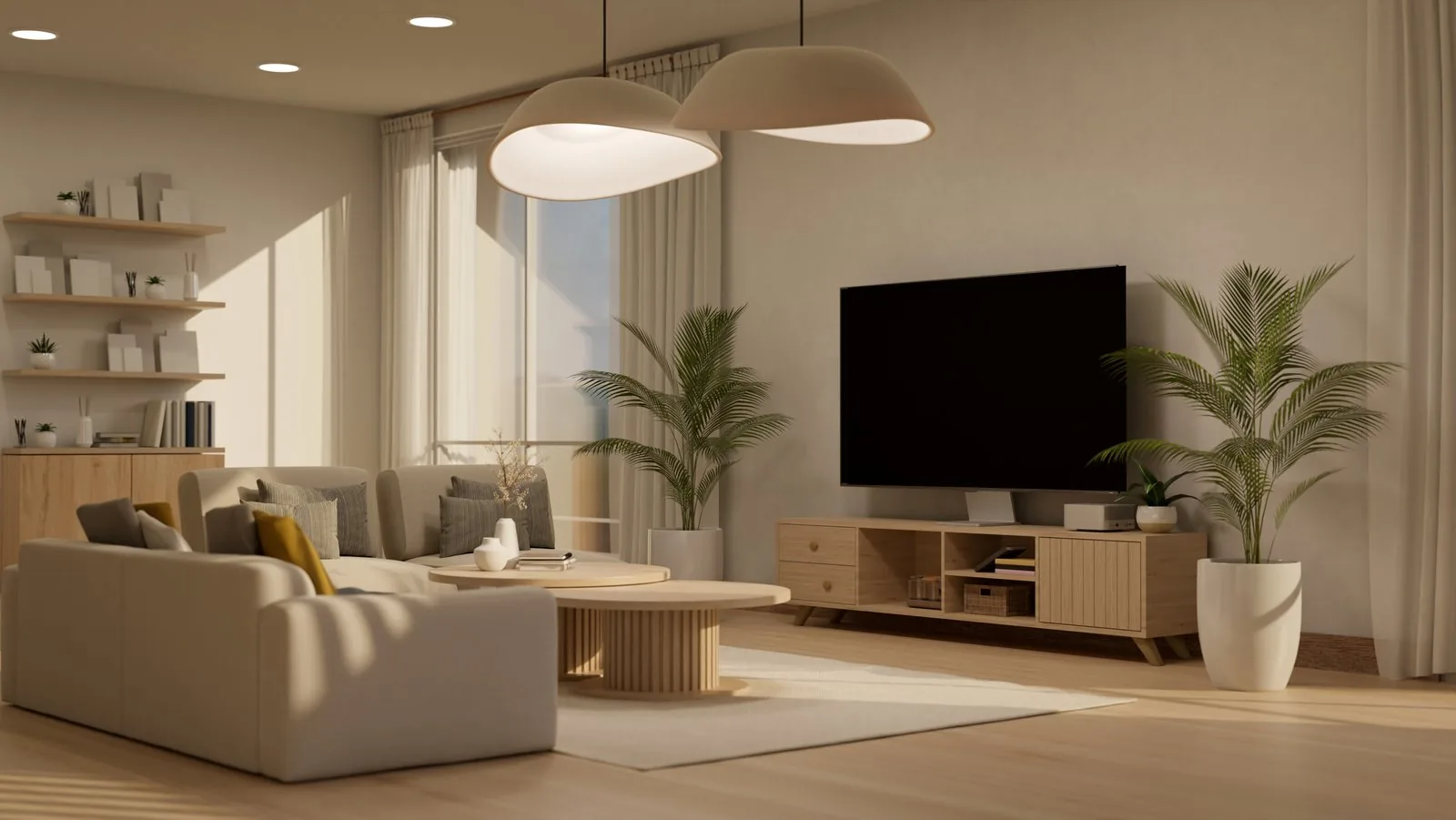 Cozy contemporary living room interior with modern furniture