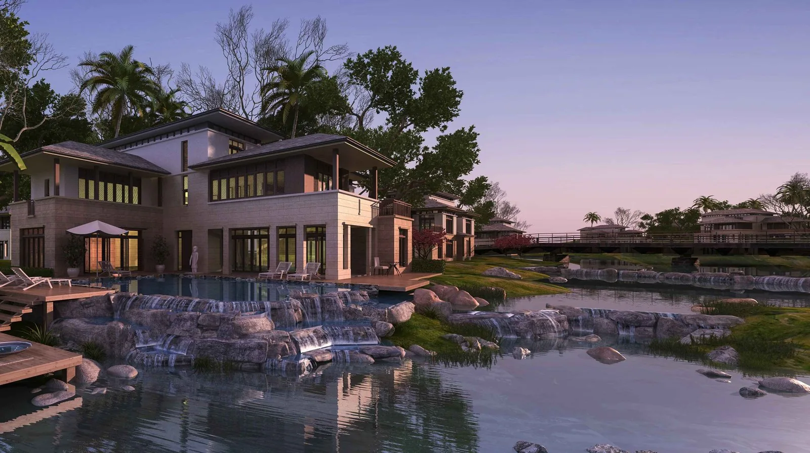 Photorealistic 3D rendering of a beautiful contemporary house