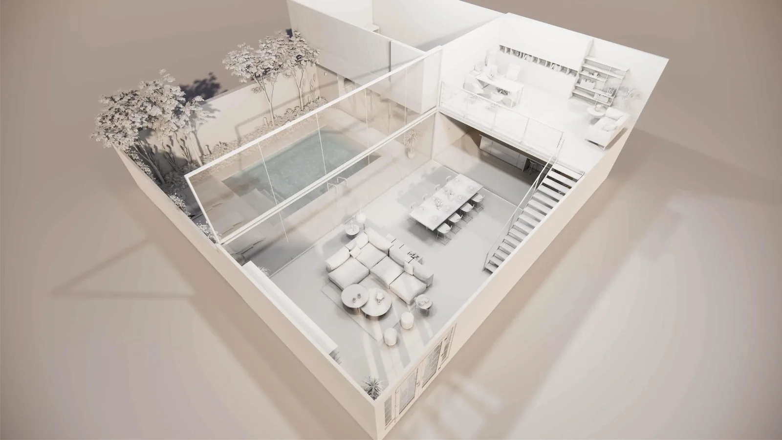 3D interior view of a modern house designed with home design software