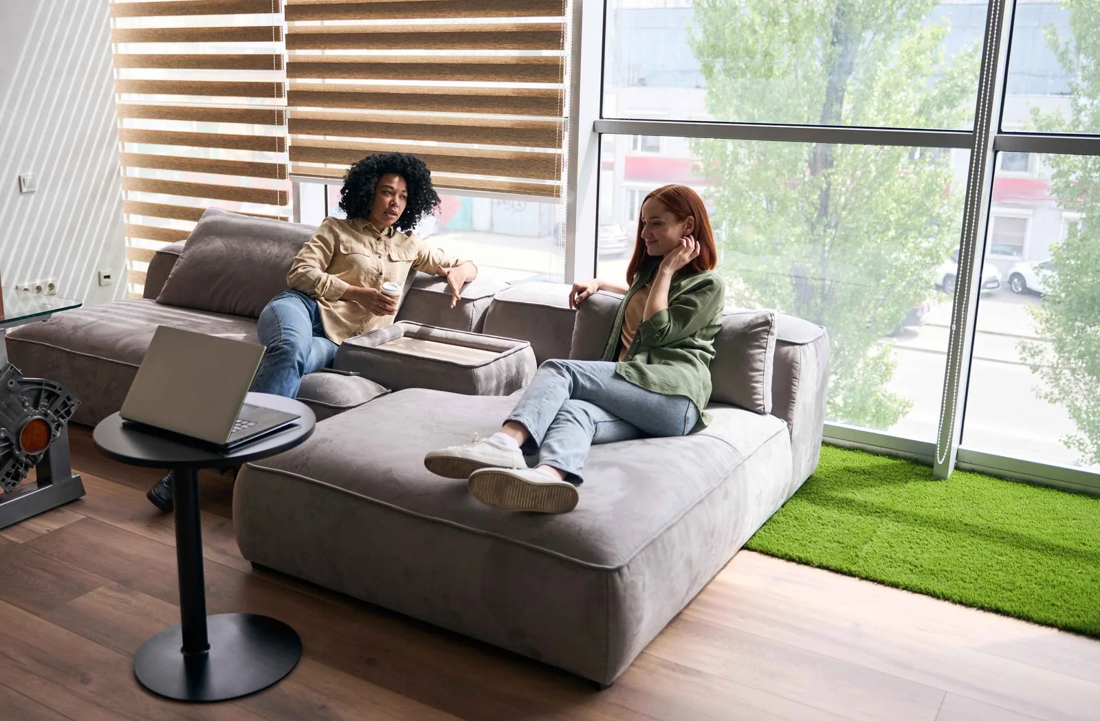 Large L-shaped sectional sofa in a family living room