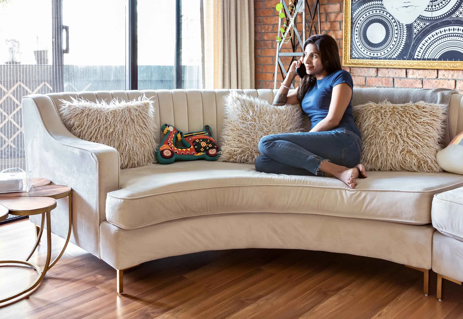 Comfortable Lawson sofa with plush cushions in a casual living room
