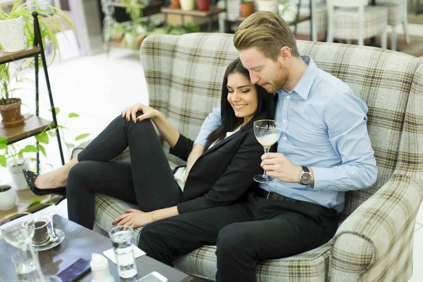 Modern tuxedo sofa with straight high arms in bold fabric