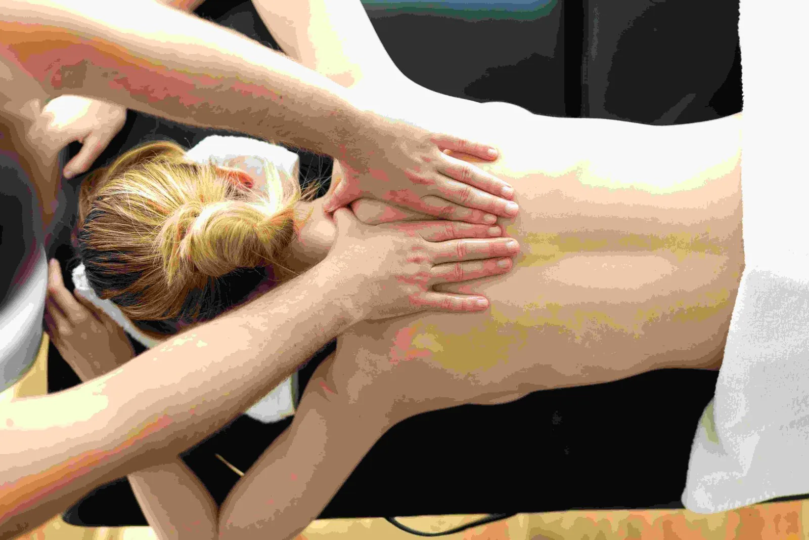 Swedish massage back treatment with long smooth strokes