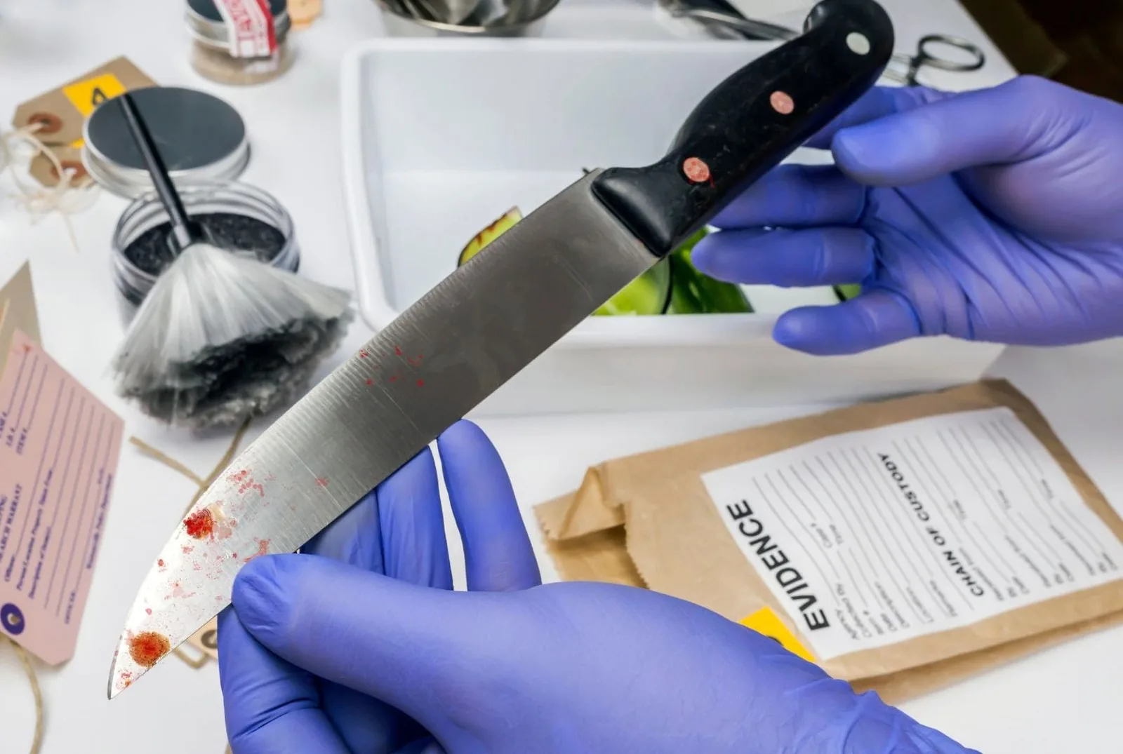 Chef washing kitchen knives in a sink with hot soapy water
