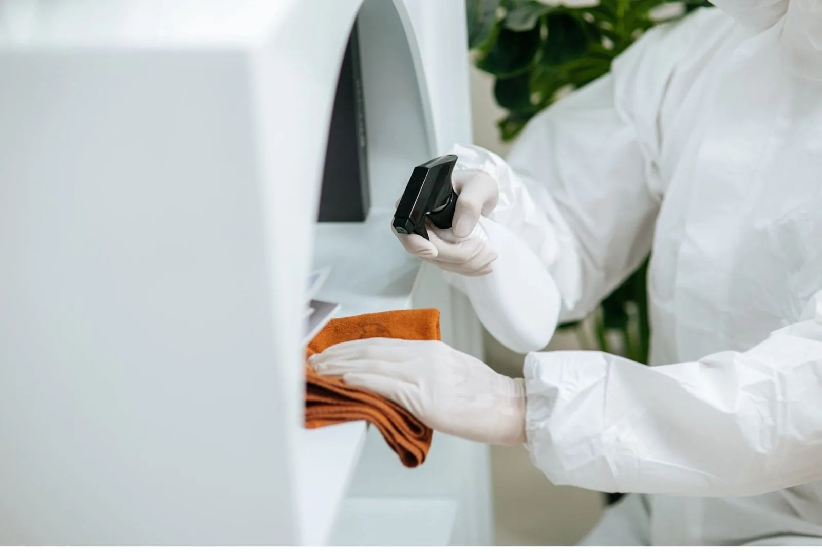 Kitchen knife being sanitized with proper cleaning methods