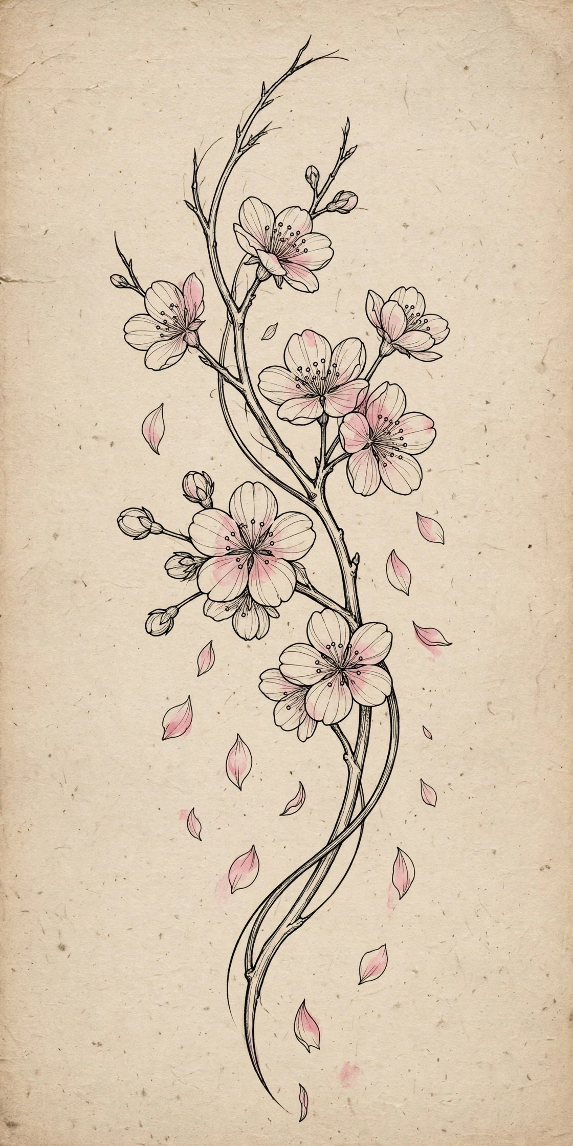 Cherry Blossom Tattoo spine tattoo for women