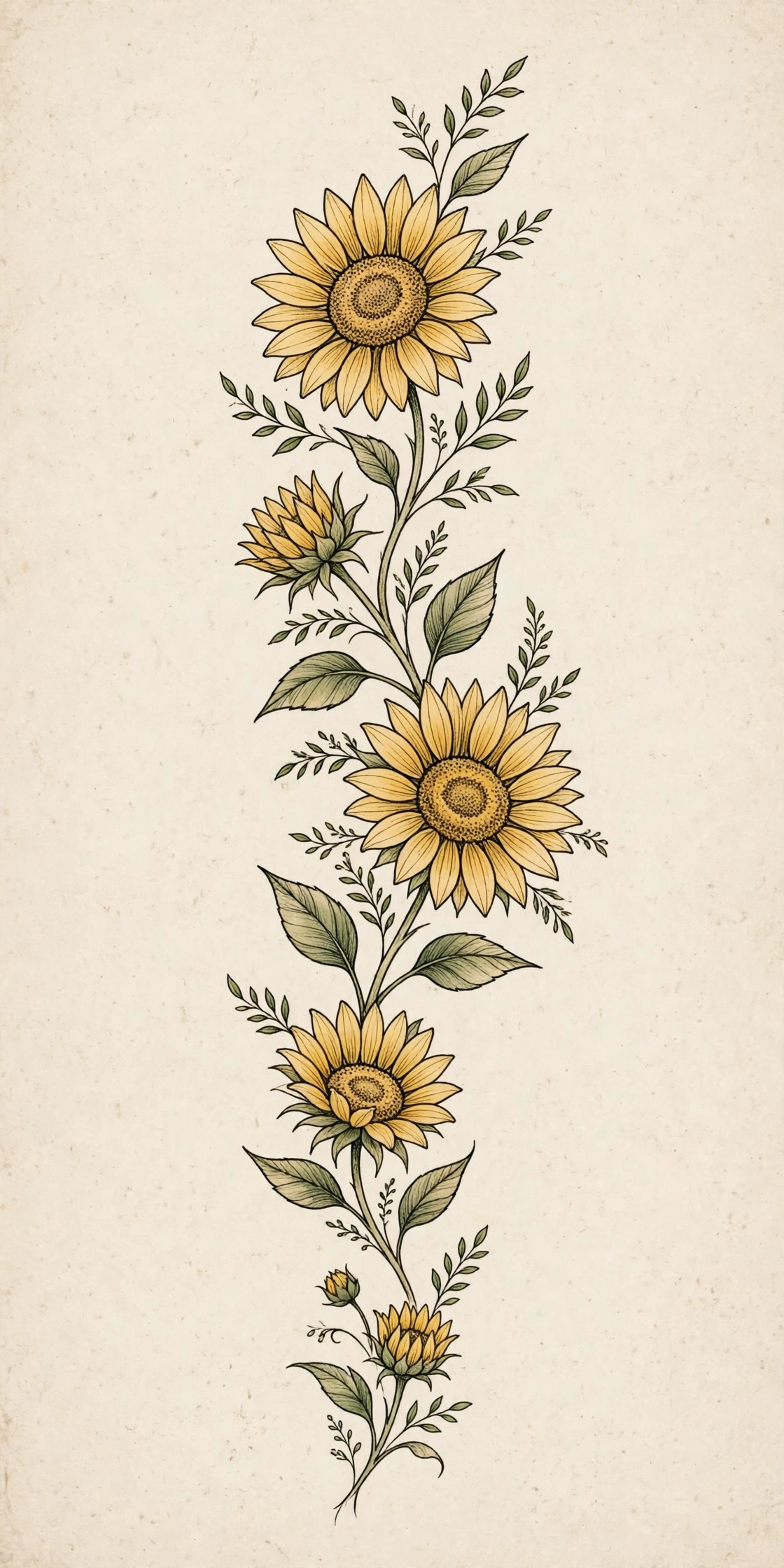 Sunflower Trail Tattoo spine tattoo for women