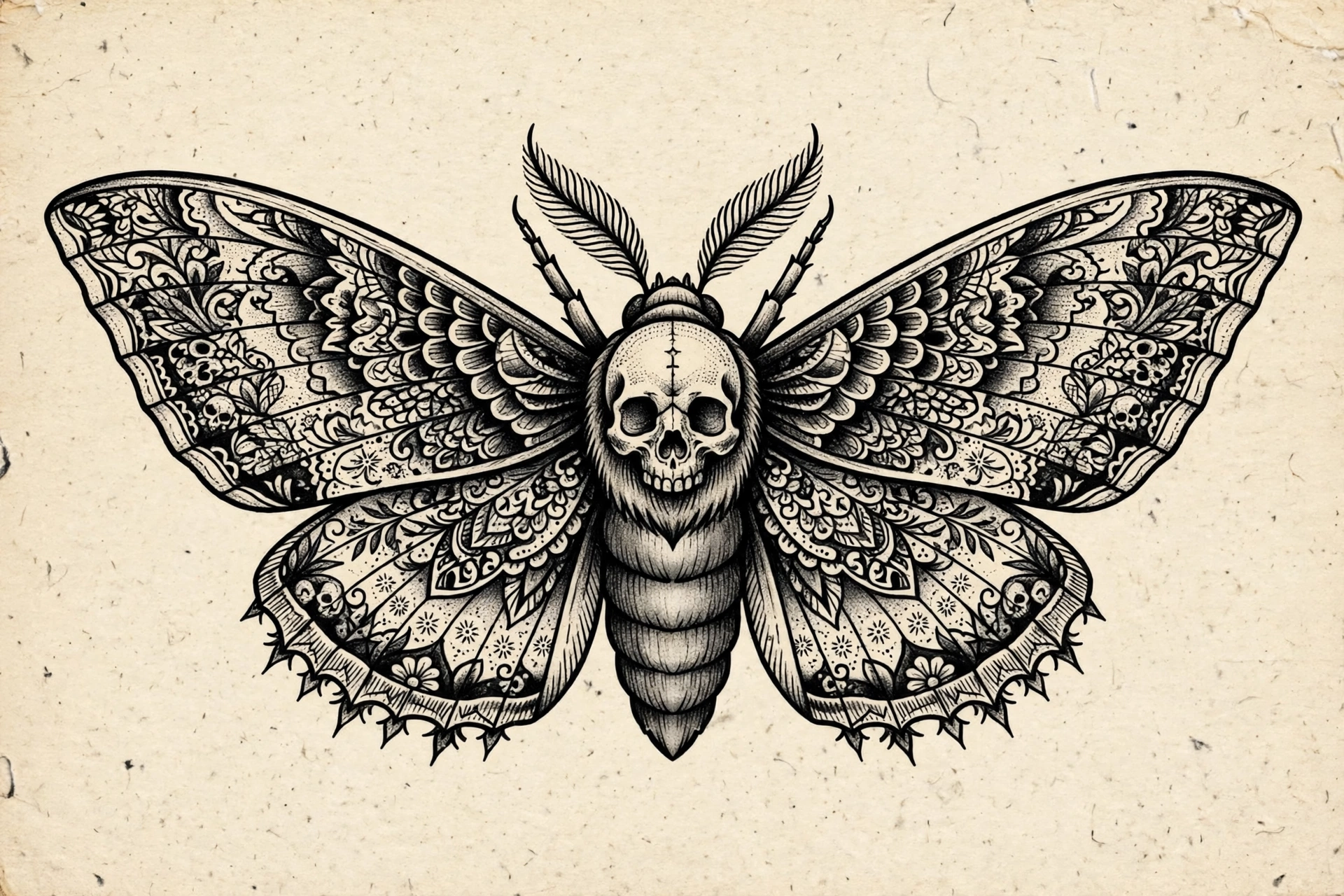 Moth Tattoo spine tattoo for women