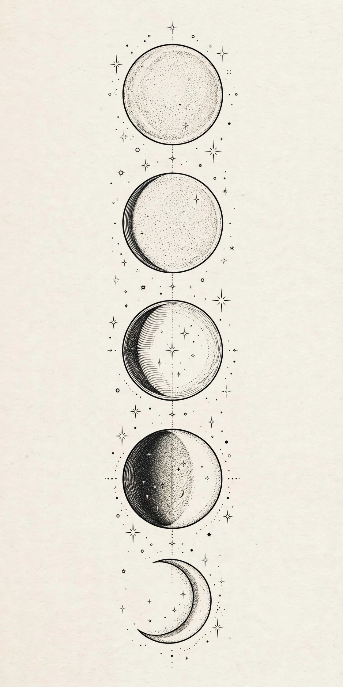 Moon Phases Tattoo spine tattoo for women