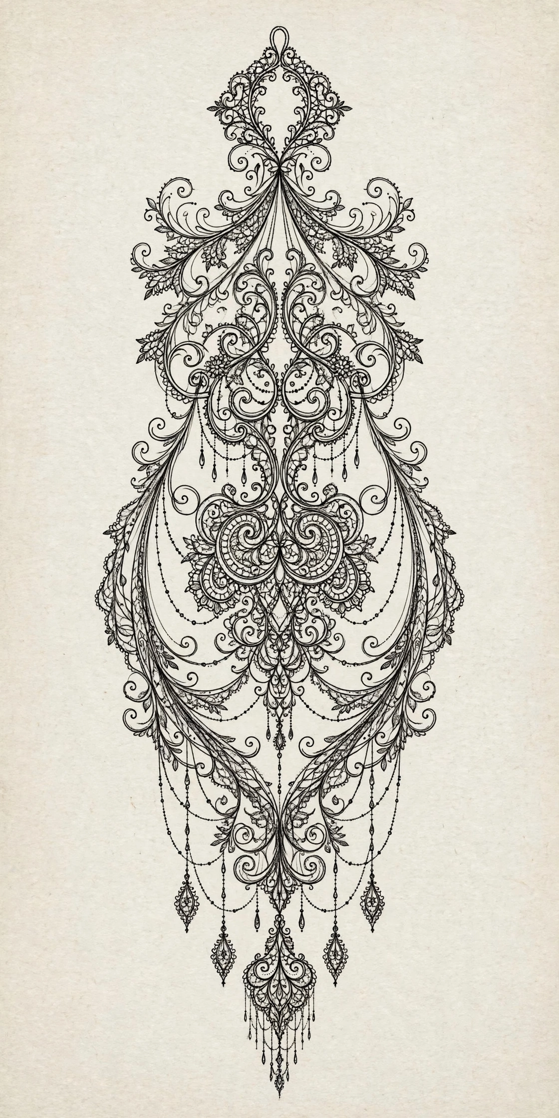 Ornamental Filigree Tattoo spine tattoo for women