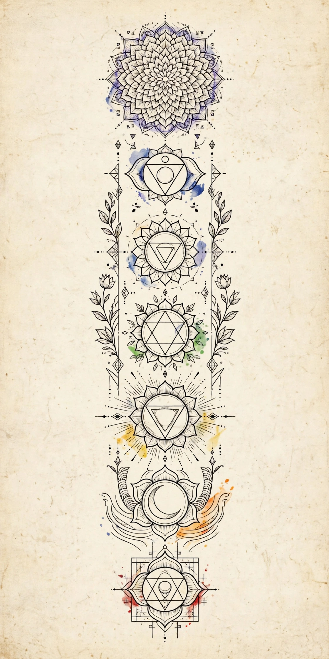 Chakra Symbols Tattoo spine tattoo for women