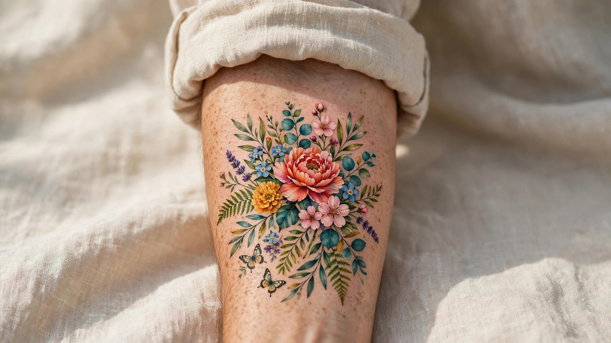 Beautifully healed vibrant tattoo on forearm, tattoo aftercare results